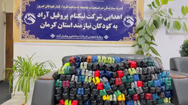 اهدای لوازم‌التحریر به دانش‌آموزان کرمانی توسط نیکنام پروفیل آراد